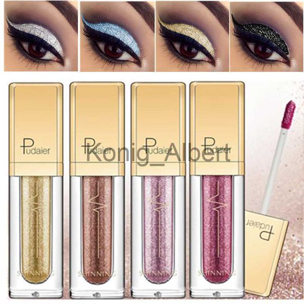 Ombretto New Make Up Liquid Eyeshadow Waterproof Glitter Pigments Purple Gold Metallic Women Beauty Gel Eye Shadow Cream 18 Colors Makeup x0804