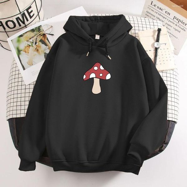 Kadın Hoodies Bluz Sevimli Mantar Baskı Kadınlar Kore Moda Günlük Büyük Boy Vintage Hoodie Kış Goth Harajuku Sweatshirt