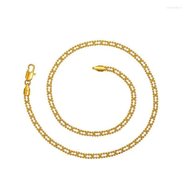 Цепочки XP Ювелирные изделия - (45 см х 4 мм) Элегантные ожерелья бусинки для женщин Мода 24 К. Чистое золото.