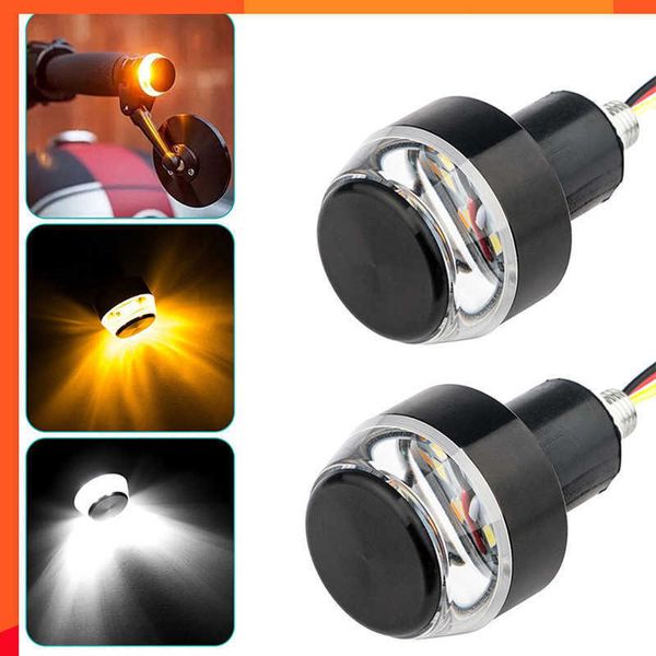 Novo 2pcs 12V CNC Turn Signals Motocicleta LED Handle Bar End Blinker para 22mm Guiador Luz Sinalizadora Piscando para Guiador