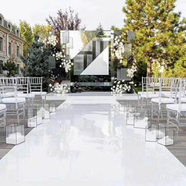 Halılar Beyaz Yansıtılmış Zemin Düğün Koridoru Düğün Nişan Partisi Dekorasyonları için Kapalı Dış Mekan 33ft Uzun 230803