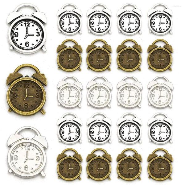 Charms 20PCS Wecker Metalllegierung Charm Anhänger für Schmuck handgemachte DIY Handwerk Armband Halskette liefert 13mm 17mm