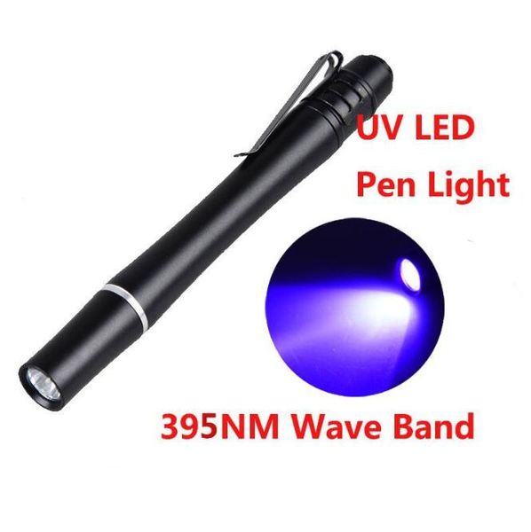 Mini torcia a LED Luce UV Luce nera Penna portatile impermeabile Ultra Violet 395NM Torcia tascabile Torcia portatile Rivelatore invisibile
