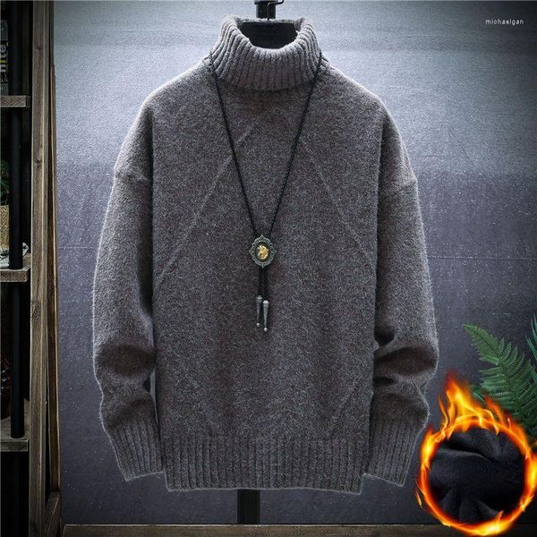 Erkek Sweaters Harajuku Erkekler Kış Kış Düzenli Uyumlu Fit Bultlenek Drulovers Örme Kazak Moda Giyim 2023 C12