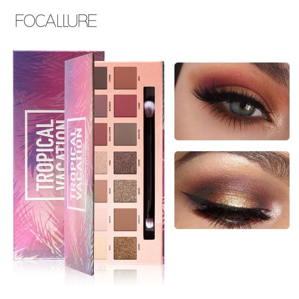 Ombretto FOCALLURE 14 colori Shimmer Matte Eyeshadow Palette Long Lasting Waterproof Natural Eye Shadow Makeup Cosmetic con pennello 230804