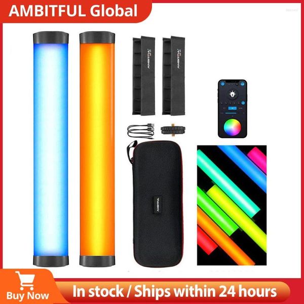Blitzköpfe AMBITFUL A2 Kit-2 RGB-Röhrenlicht CRI 95 TLCI 97 Integrierte APP-Wabengitter-Magnetfunktion LED-Stick-Doppellampen-Kit