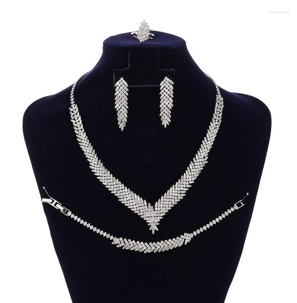 Necklace Earrings Set Jewelry HADIYANA Luxury Ladies Elegant Four Piece High Quality Zircon Party Gift BN8252 Collier Mariage