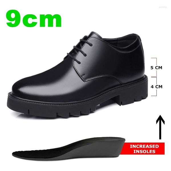 Kleid Schuhe Männer Plattform High Heel 4/7/9 CM Höhe Wachstum Formale Derby Echtes Leder Business Schuh Mann Oxford aufzug