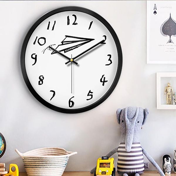 Wanduhren, kleine ästhetische Digitaluhr, Kinderzimmer, niedlich, Kawaii, einzigartige Originalkunst, weißer Quarz, modernes Reloj Pared Home Design