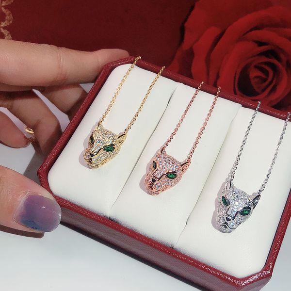 925 argento leopardo stampa collane di diamanti qualità popolare gioielli di alta moda per le donne gioielli da sposa di lusso pantera collana di leopardo regali