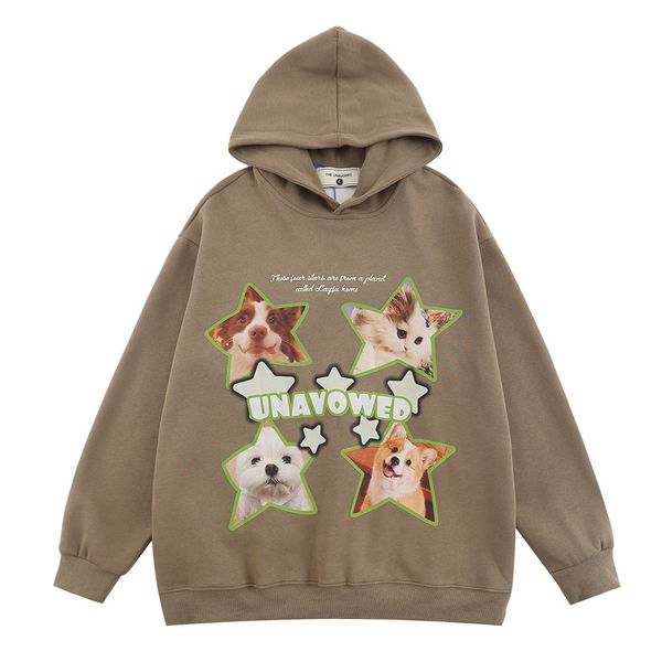 2023 Oversized Hoodie Streetwear Sweatshirt Star Dog Cat Harajuku Hoodie Autumn Cotton Men Hooded Pullover Hip Hop Solto