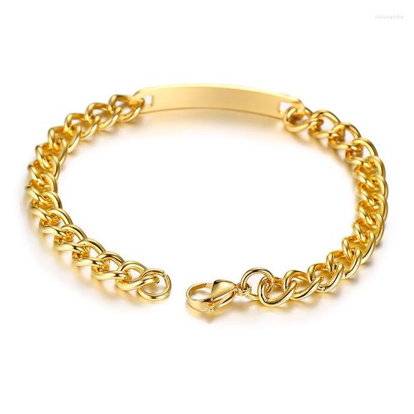 Pulseiras de elo Jingyang Tipo ajustado Shield Aço Feminino Masculino Corrente à mão para Moda Feminina