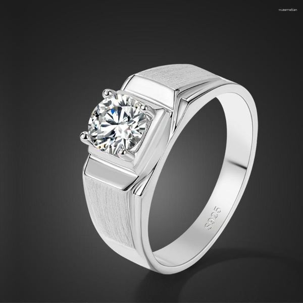Кластерные кольца Ziqiudie S925 Серебряное серебряное серебряное платиновое покрытое алмазное мужское кольцо высококлассные свадебные пары мужчины, чтобы отправить мужа подарок