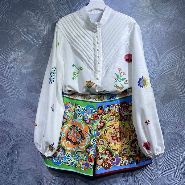 Set di due pezzi del designer australiano Abbigliamento firmato da donna di lusso Camicia e pantaloncini stampati dal sole barocco Protezione solare da donna all'inizio dell'autunno 8