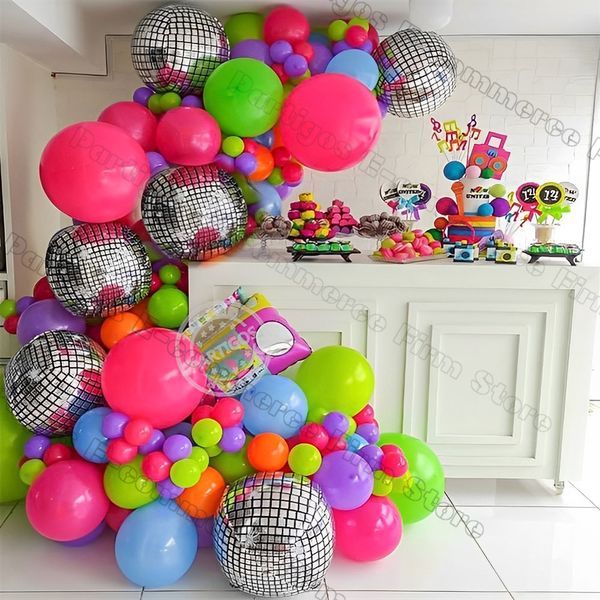 Diğer Etkinlik Partisi Malzemeleri 119/132pcs geri 80'lere 90s tema balon çelenk kemeri disko 4d radyo balonları retro parti süslemeleri hip hop rock po props 230804