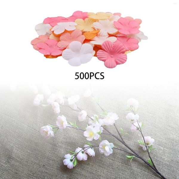 Flores decorativas Flor de cerejeira Pétalas Flores de pêssego 500 peças 3 cm Cabeças de flores falsas para jardim parede pano de fundo coroa de flores peça central