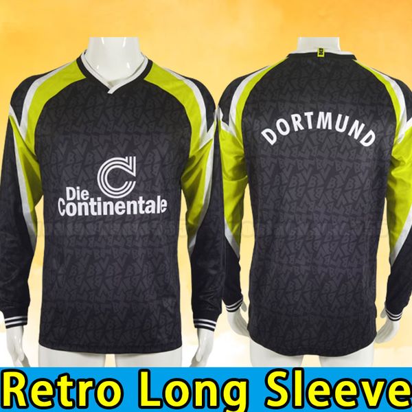 Long Sleeve Lewandowski Retro Dortmund Soccer Trikots Klassische Fußball -Hemden Vintage Reus Moller 1988 1996 1998 Reus Hummels Moller Bobic 1995 1995 95 96