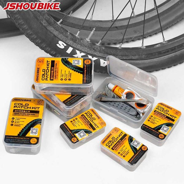 Werkzeuge JSHOUBIKE Fahrradreifen-Reparatur-Werkzeugset, tragbares Artefakt, Elektrofahrzeug, Mountainbike, Rennrad, Reifenreparaturtasche, Datei, Patch, Kleber, HKD230804