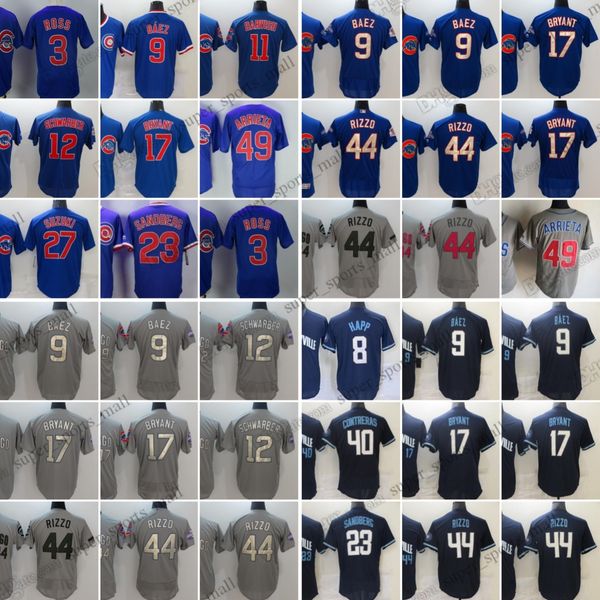 2023 Javier Baez Baseball Jerseys Дэвид Росс Энтони Риццо Уилсон Контрерас Райн Сандберг Кайл Шварбер сшил Джерси