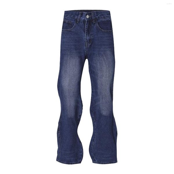 Jeans Masculino Retrô Blue Wave Design Y2k Baggy Men 2023 Lavagem Harajuku Micro Calça Flare Solta Roupa Masculina Casual