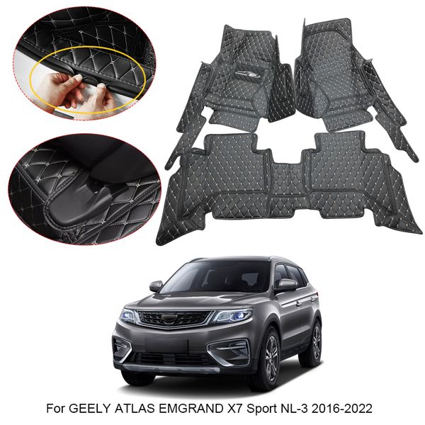 Tapete de carro 3D Full Surround para Geely Atlas Emgrand X7 Sport NL-3 2016-2022 Forro Almofadas para os pés Couro PU Tapete à prova d'água