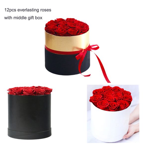 12 Stück ewige Rosenbox, konservierte Rosen, tolle Geschenkboxen für immer echte Naturrosen, Valentinstag, ewige Blumen, Geschenke, Hochzeitsblumen
