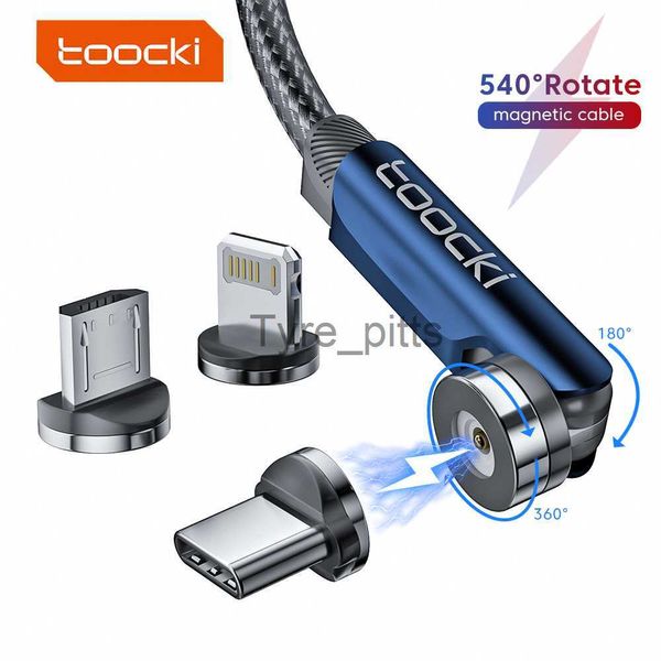 Ladegeräte/Kabel Toocki Magnetisches Kabel, schnelles Laden, 540 Grad drehbar, Micro-USB-Typ-C-Kabel für iPhone, Xiaomi, Mobiltelefon, magnetisches Ladegerät, Drahtkabel x0804