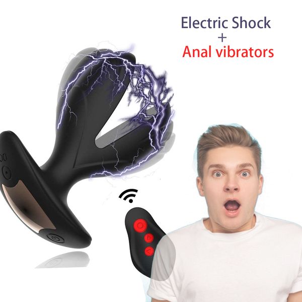 Vibratoren Vibrierendes Analsexspielzeug Prostata-Massagegerät Analexpander Hintern Elektroschock-Impulsstecker Dildovibrator Sexspielzeug für Erwachsene für Männer 230803