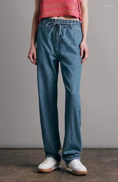 Damenjeans 2023 Frühherbst Hohe Taille Slim Narrow Edition Bodenfeger Vielseitige Retro-Hosen mit geradem Bein