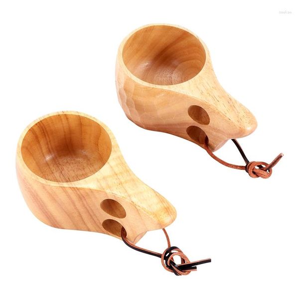 Tazze 2PC Tazze di legno fatte a mano in stile nordico Finlandese tradizionale all'aperto 200 ml Vino in legno Elefante caffè per regali