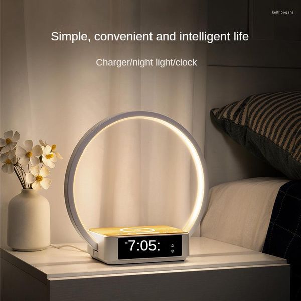 Tischlampen ZK50 Mobiltelefon Drahtlose Schnelllade-Schreibtischlampe mit Digitalanzeige Wecker Touch LED Multifunktional