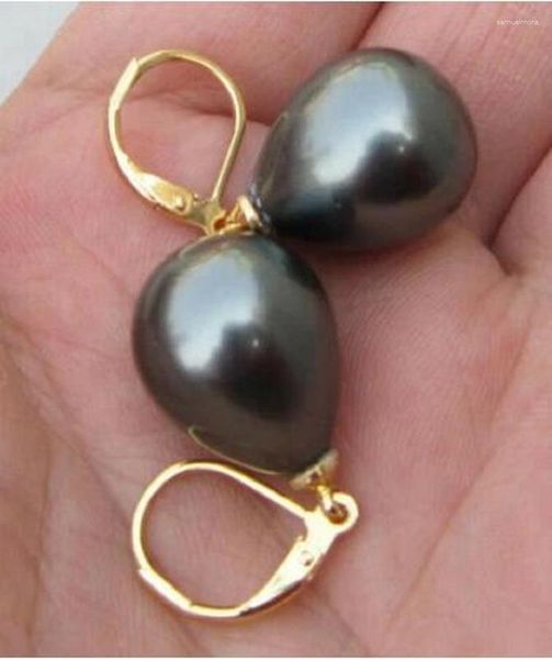 Orecchini a bottone Classic 12-16mm Black Shell Pearl Eardrop Orecchino a leva Chiusura in oro