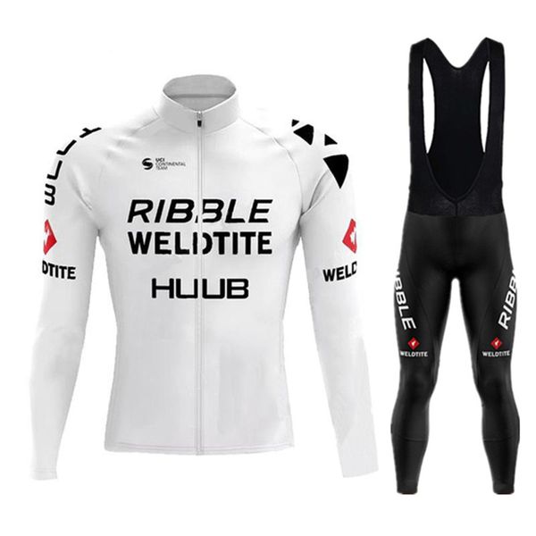 Radfahren Jersey Sets Weiß HUUB Set Ribble Weldtite Kleidung Herbst Männer Rennrad Shirt Fahrrad Strumpfhosen MTB Maillot Culotte 230803