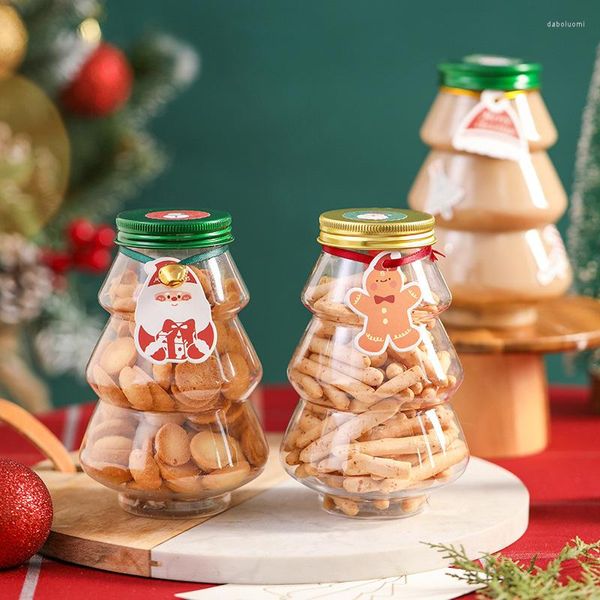 Bottiglie di stoccaggio Caramelle di Natale Biscotti Bottiglia Albero Latte Tè Biscotto Snack Barattolo di cioccolato Contenitore per alimenti