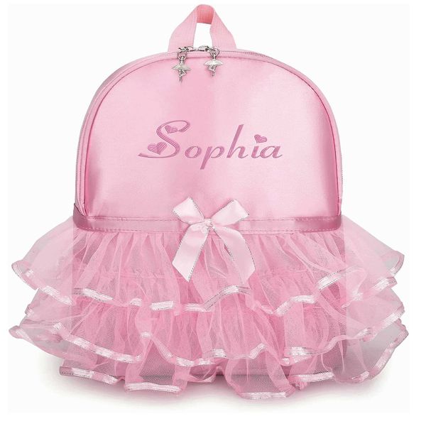 Mochila personalizada com bordado princesa bailarina bolsa de dança para criança menina náilon nome personalizado presente infantil 230803