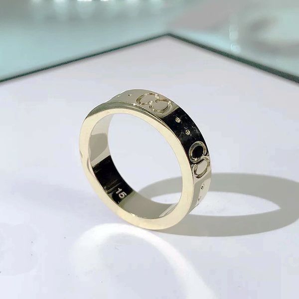 anel de designer anéis de noivado para mulheres jóias de luxo para homens titânio aço gravado G letra anéis de ouro jóias da moda anel estreito tamanho 5-11 atacado