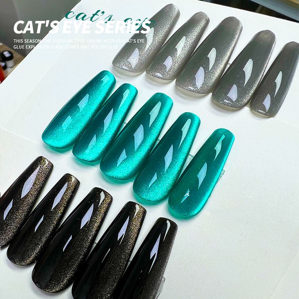 Nagellack Annies Black Diamond Cat's Eye Gel Green Emerald Holographic Gloss Glitter Cat's Eye UV-Nagelgellack Nail Beauty 230804