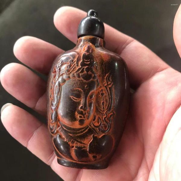 Fermagli per capelli Articoli vari antichi Corno di bue Scultura Guanyin Snuff Bottiglia Decorazioni Manubrio Cancelleria Gioielli H