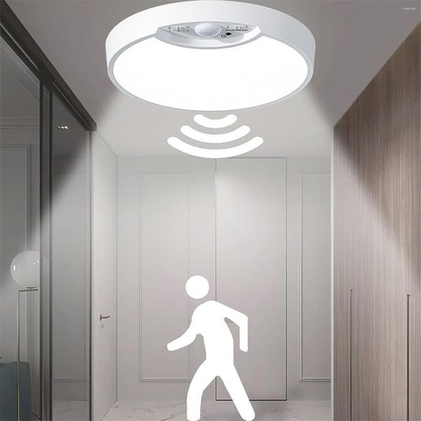 Plafoniere LED con sensore di luce con movimento dimmerabile a distanza per l'illuminazione dell'armadio Lampada da corridoio a induzione alimentata a batteria/USB