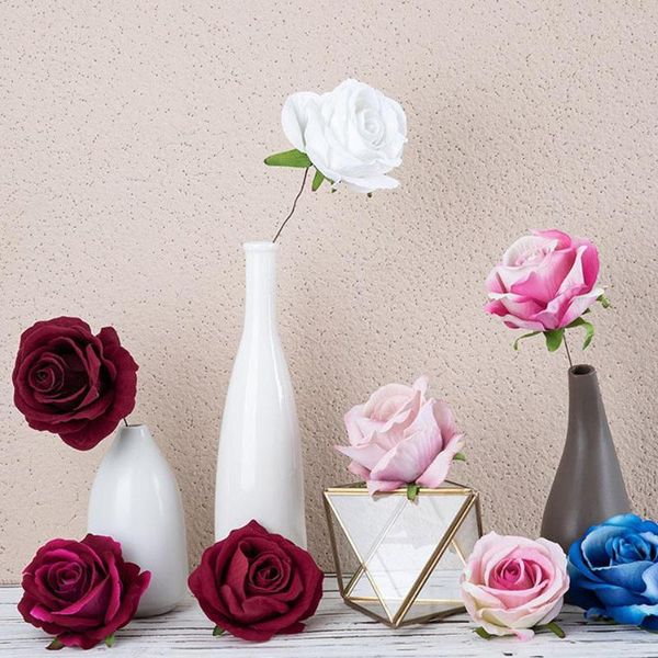 Flores decorativas 10 peças cabeça de rosa artificial para dia dos namorados diy ursinho de pelúcia presentes de casamento para convidados presente para namorada decoração de festa flor