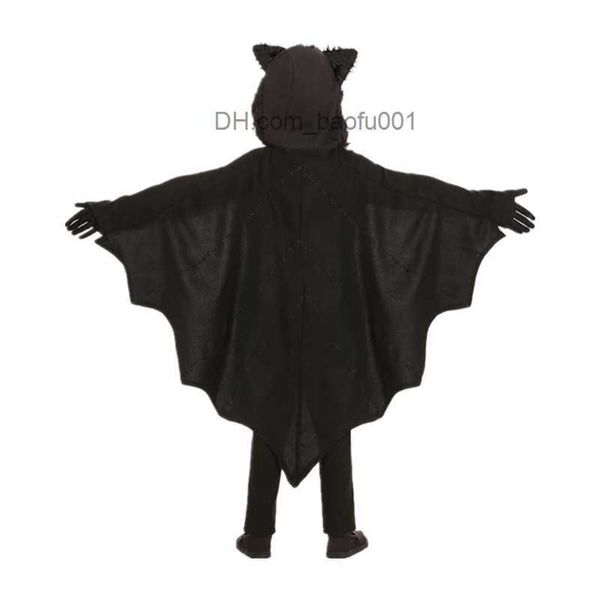 Themenkostüm Halloween Horror Fledermaus Rollenspielset für Kinder Unisex Vampirfledermäuse Overall mit Horrornarbenaufnähern und schwarzen Handschuhen Z230804