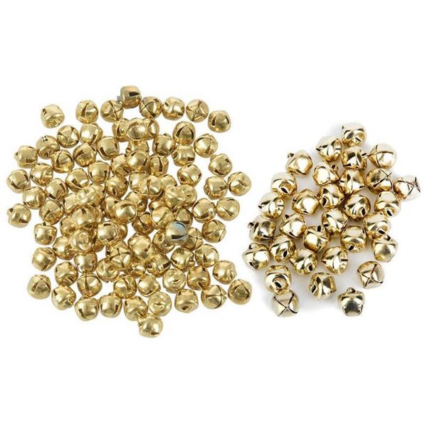 Decorazioni Natalizie 200pz Campane Jingle in Metallo Per Decorazione Creazione di Gioielli Oro Artigianale - 100Pz 10mm 6mm217N