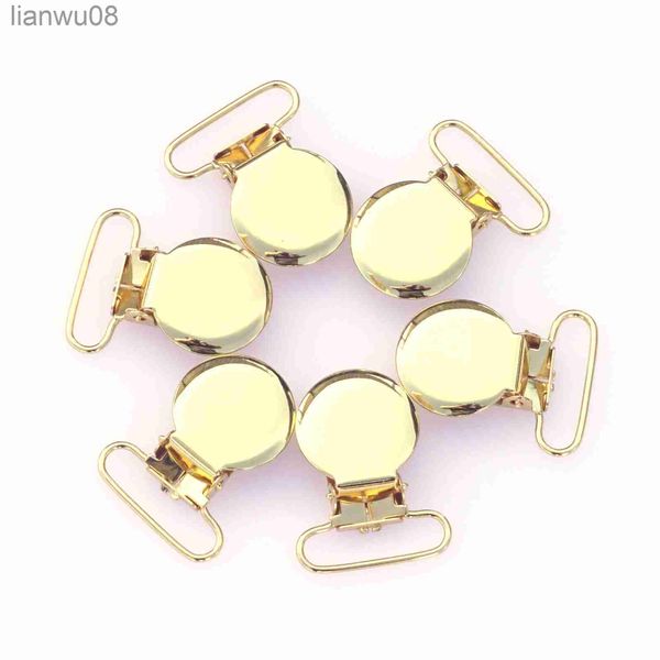 Ciucci # 10Pcs Clip per bretelle per ciuccio a forma rotonda in oro Porta ciuccio per bambini Artigianato con inserto in plastica per nastro da 25 mm x0804