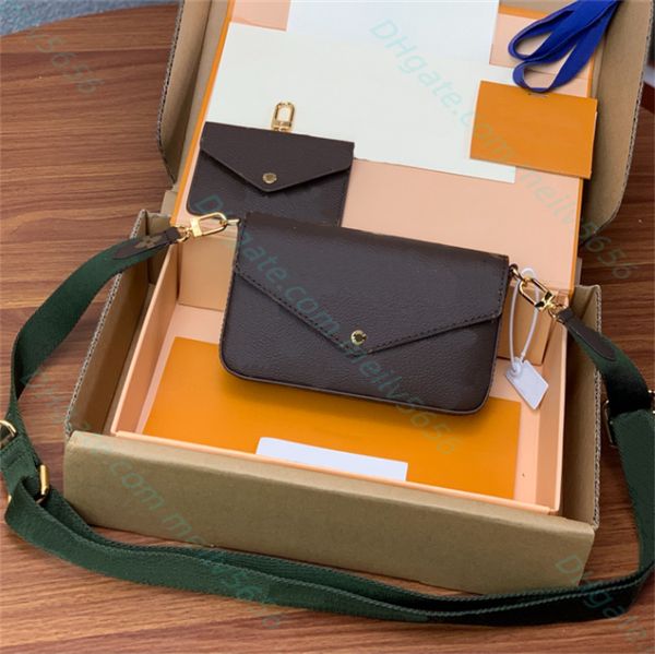 Borsa a spalla classica da donna firmata M80091 F E LICIE STRAP borsa a mano di lusso in vera pelle con catena a tracolla 2 pezzi set portamonete portafoglio all'ingrosso