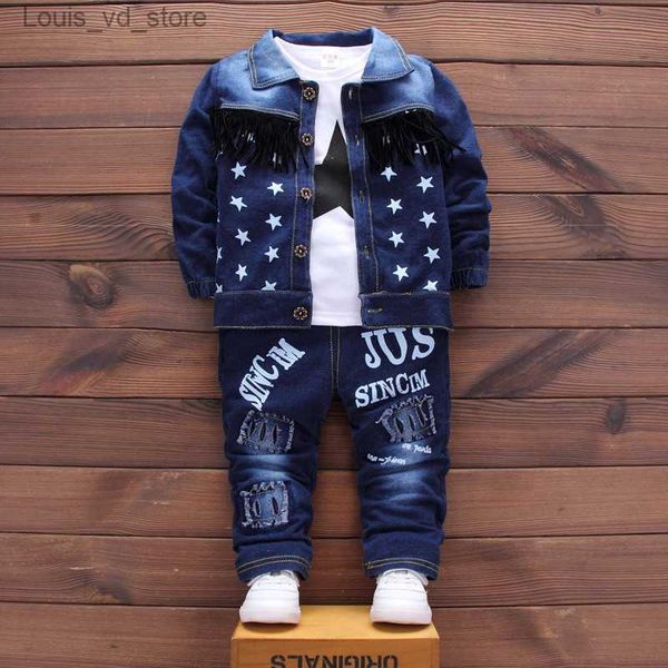 Giyim Setleri Sonbahar Çocuklar Bebek Erkek Giysileri Moda Denim Ceket Üst Pantolon 3 PCS/Setler Bebek Çocuklar Günlük Giyim Kış Yürümeye Başlayan Trailsuits LJ200831 T230804