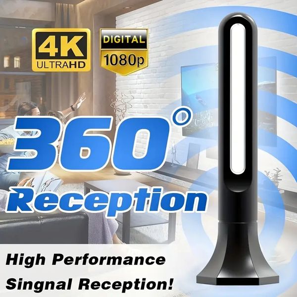 Antena de TV atualizada 2023 - Recepção de 360°, Longo Alcance, Antena Digital Interna/Externa para Smart HDTV - Suporta 4K/1080P