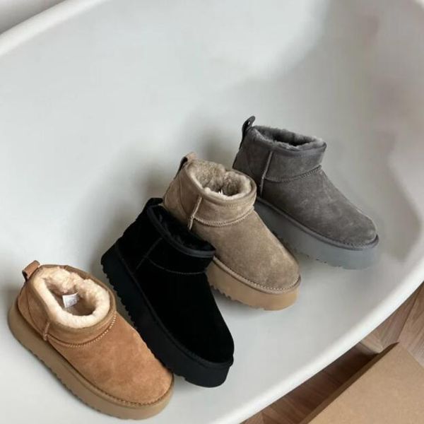 Botas Tasman Botas Castanhas Sandálias Shearling Shearling Tazz New Mules Mulheres Homens Ultra Mini Bota Plataforma Sapatos Deslizamento Camurça Parte Superior Outono Inverno Chinelos de Algodão