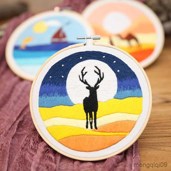 Produtos de Estilo Chinês Camelo do Deserto Bordado DIY com Argola Padrão de Bordado Impresso Ponto de Cruz Swing Arte Artesanal Pintura Artesanato Presente R230804