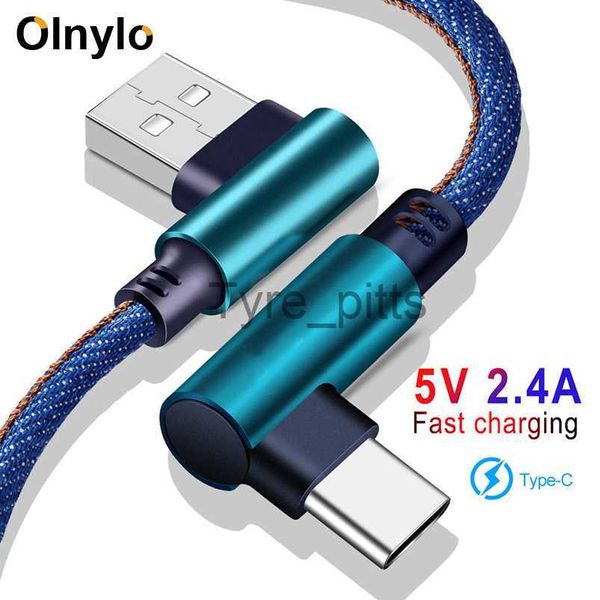 Caricabatterie/cavi Olnylo USB tipo C 90 gradi ricarica rapida cavo usb c cavo dati tipo c caricabatterie usb-c per Samsung S9 S8 Note 9 8 Huawei P20 Lite x0804