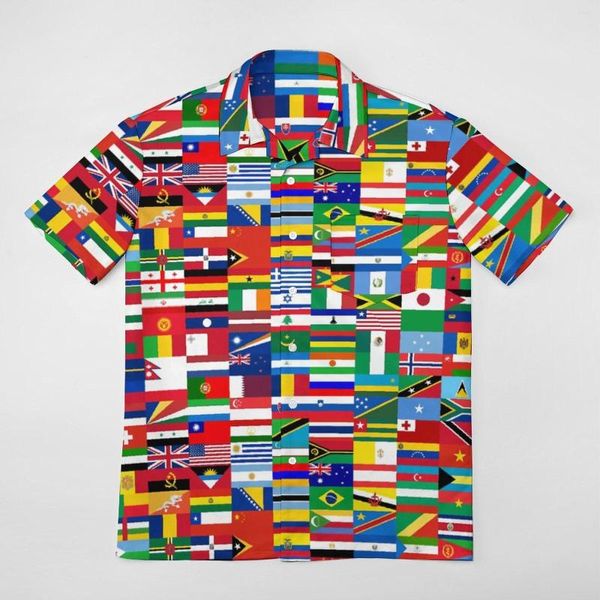 Camicie casual da uomo Grafica divertente FLAG ME WORLD FLAGS Una camicia a maniche corte T-shirt Pantalone Leisure Top Quality Eur Size